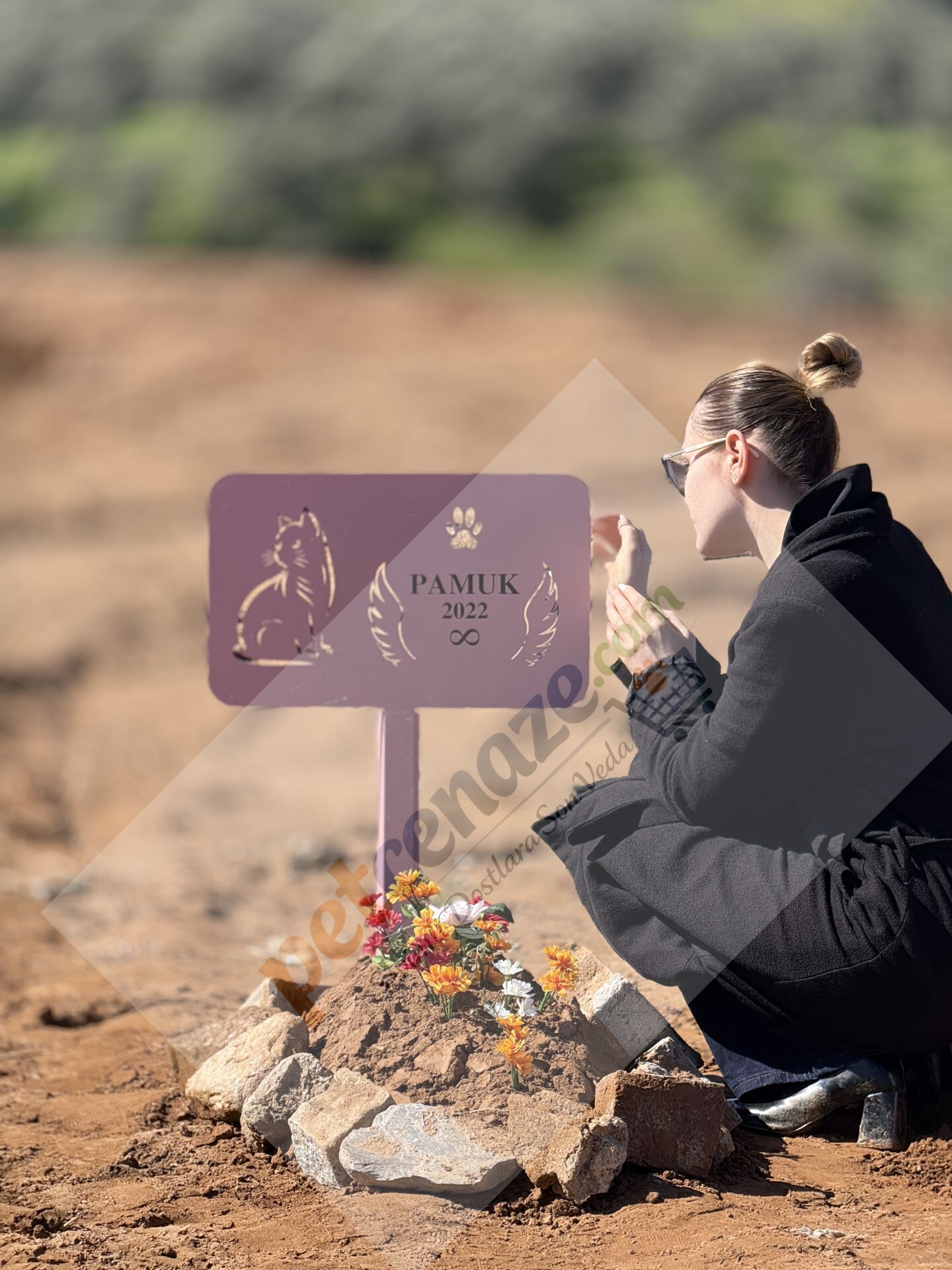 ANI LEVHASI (Mezar anıtı) - KEDİ (Pembe)